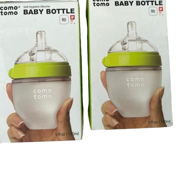 ☆ NEW Como Tomo Soft Hygienic Silicone Baby Bottles 150 ml 5 oz green (2A- ML) - Picture 1 of 2